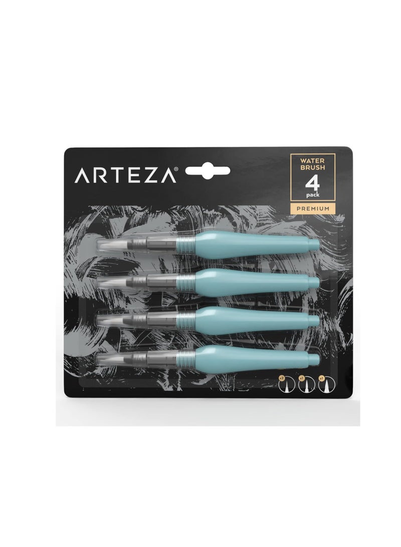 Water Brush Pens, Assorted Tips - Set of 4