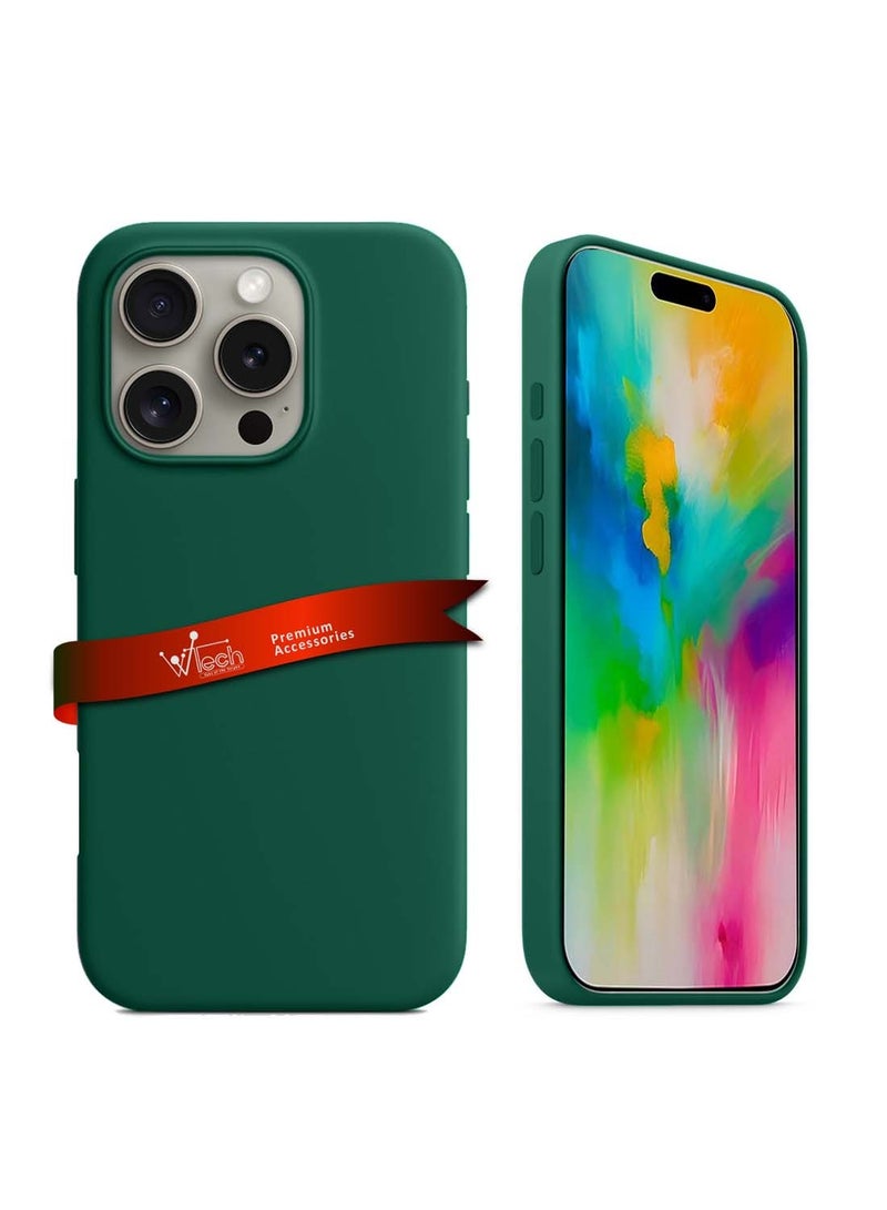 Wtech Apple iPhone 16 Pro Max 2024 Premium Liquid Silicone Case Cover - Dark Green - Image 1