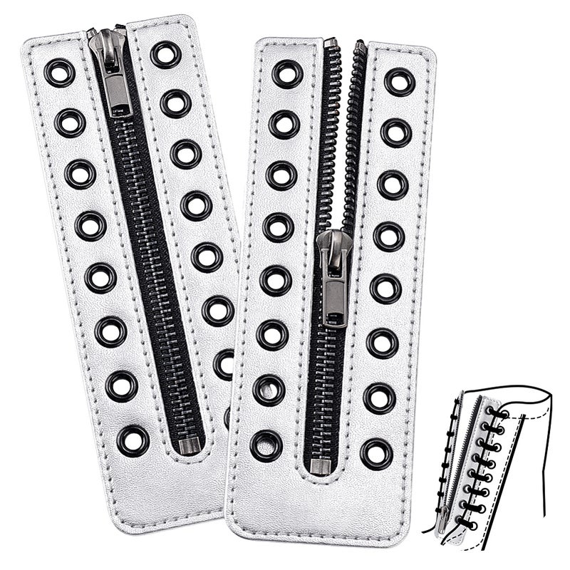 1set 2pcs PU Zipper Accessories silvery 160x55x3mm - Image 1