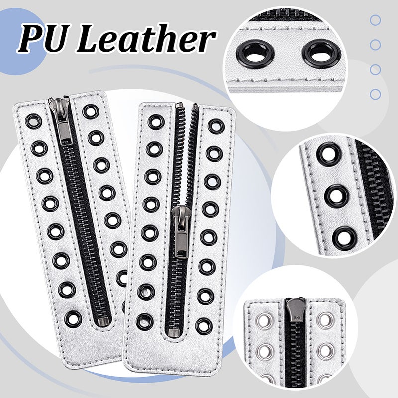 1set 2pcs PU Zipper Accessories silvery 160x55x3mm - Image 4