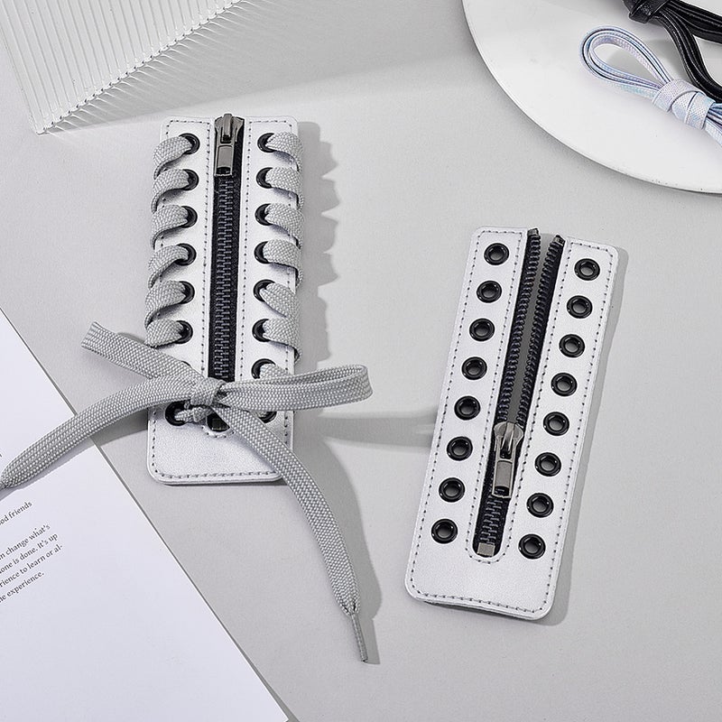 1set 2pcs PU Zipper Accessories silvery 160x55x3mm - Image 5