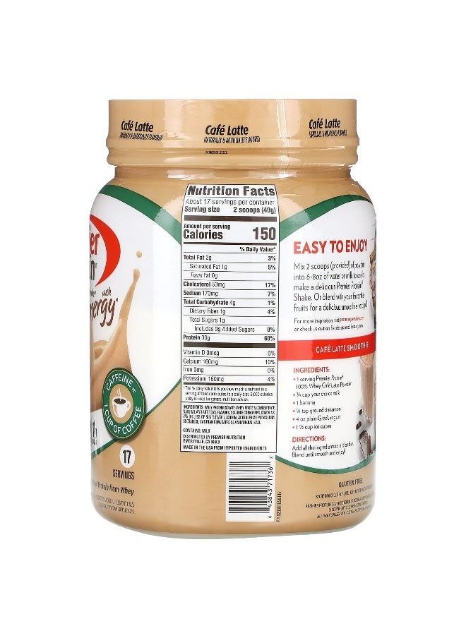 Premier Protein Premier Protein, 100% Whey Protein Powder with Energy, Cafe Latte, 23.9 oz (680 g)  - Image 2