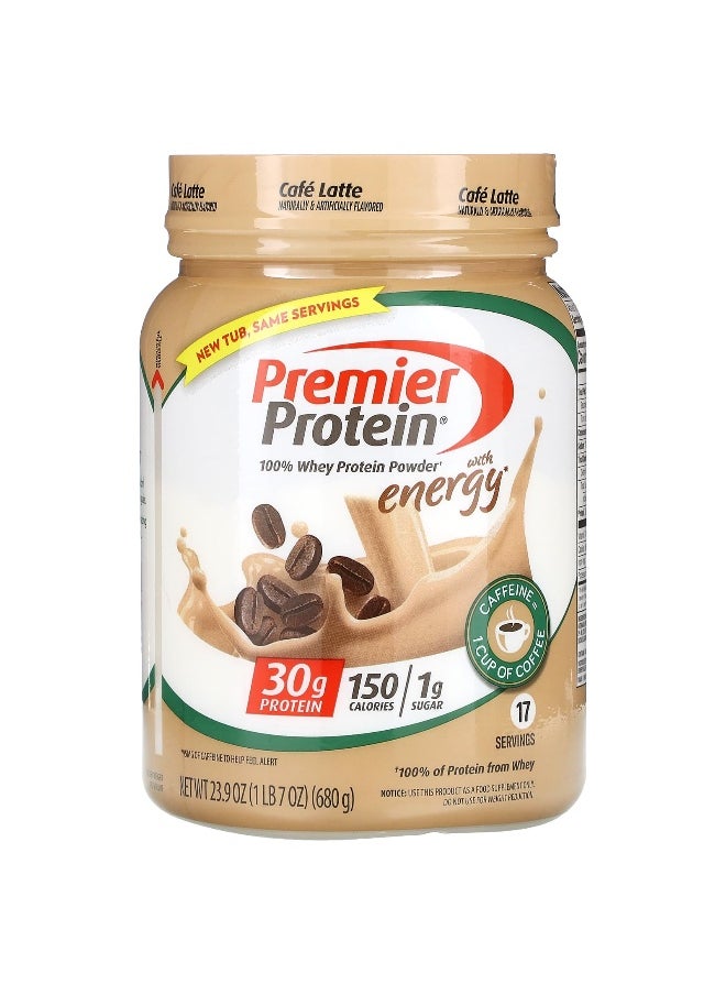 Premier Protein Premier Protein, 100% Whey Protein Powder with Energy, Cafe Latte, 23.9 oz (680 g)  - Image 1