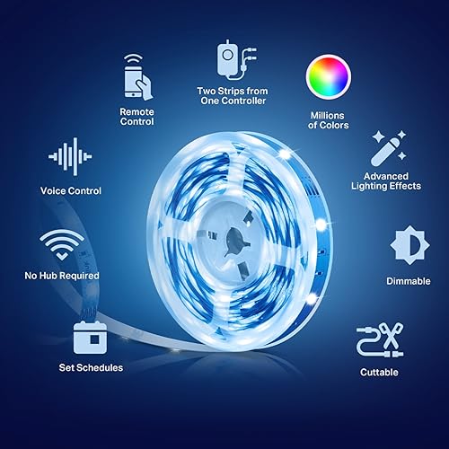 Tapo L900-10 Smart LED Light Strip, two lights included (5 meters each), Wi-Fi App Control RGB Multicolour LED Strip, Works with Alexa &Google Home,Suitable for TV Kitchen DIY Decoration - Image 5