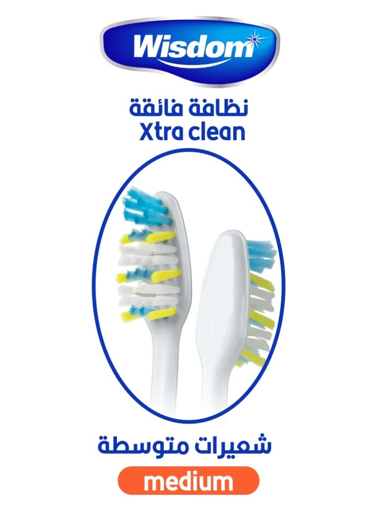 WISDOM Extra Clean Medium Toothbrush Value Pack of 2 Brushes - Image 3