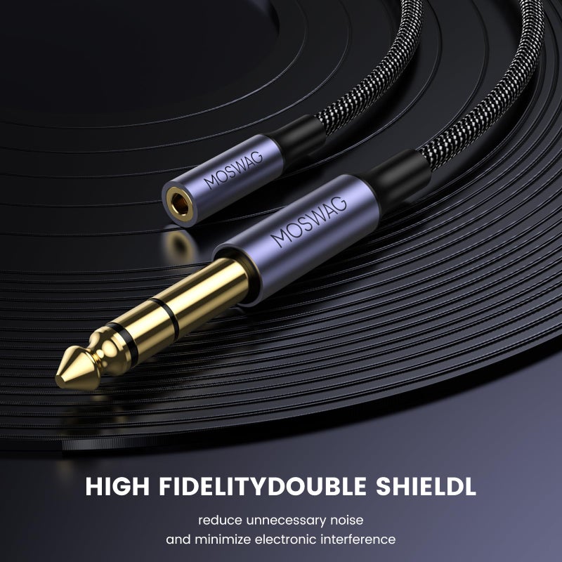 MOSWAG 6.35mm 1/4 inch to 3.5mm 1/8 inch Headphone Jack Adapter 3.28FT/1Meter,1/8 Female to 1/4 Male Extension Cable, 3.5 to 6.35 Audio Cable for Mixer Guitar Piano Amplifier Speaker and More - Image 5