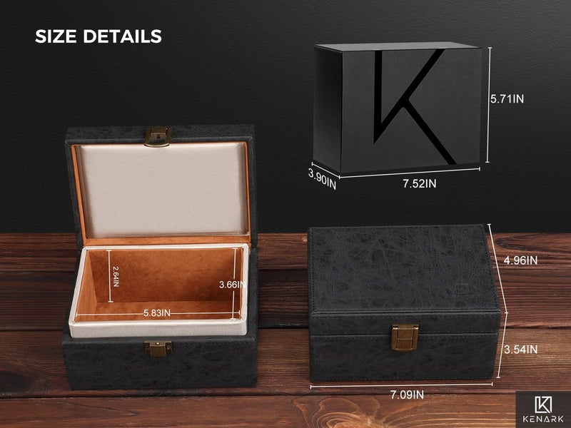 KENARK KK6M-BK Faraday Key Fob Protector Box, RFID Signal Blocking Shielding Box for Car Keys, Anti-Theft Vintage Faraday Cage with High-Grade Protein Leather, Black - Size: M - Image 5