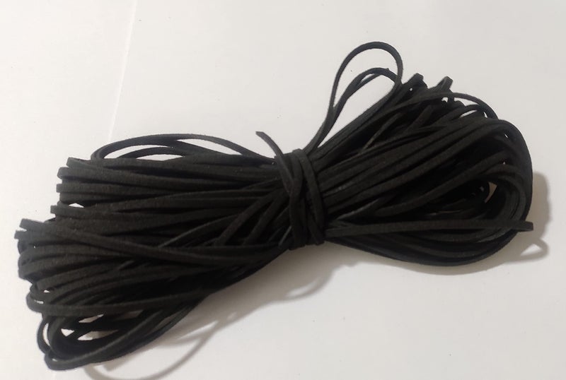 OMX 20 Mtr Black Colour, Size - 3x1.4mm Faux Suede Cord String Leather Lace Beading Thread Leather Cording for Jewelry Makings Black - Image 1