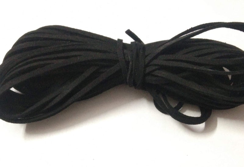 OMX 20 Mtr Black Colour, Size - 3x1.4mm Faux Suede Cord String Leather Lace Beading Thread Leather Cording for Jewelry Makings Black - Image 4