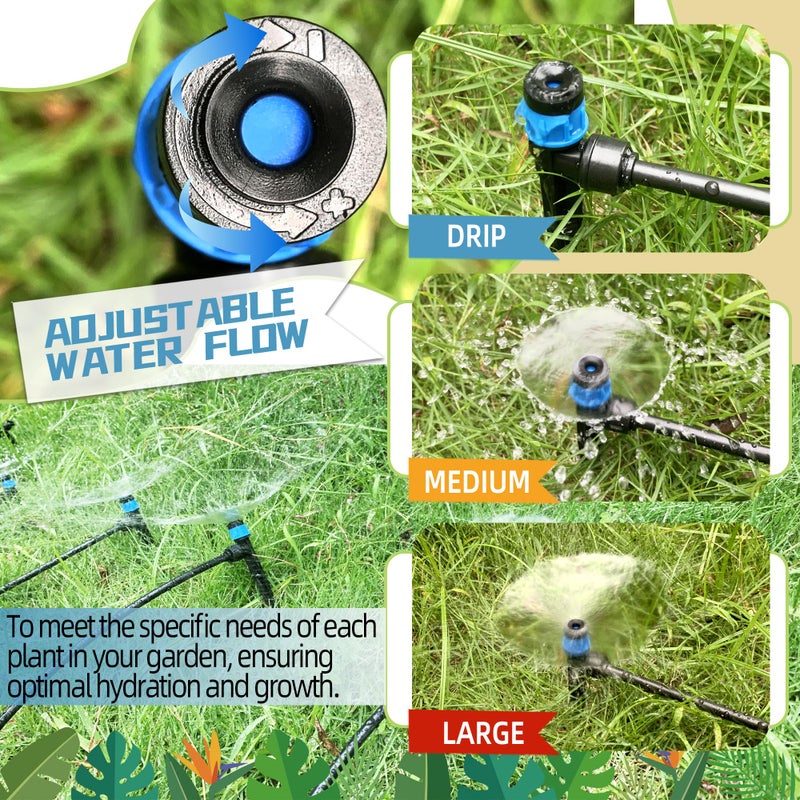 Spalolen 30PCS Push-to-Fit Drip Irrigation Emitters for 1/4 inch Irrigation Tubing, Adjustable 360 Degree Vortex Drip Emitters with Stake, Irrigation Dripper Sprinklers for Drip Irrigation System - Image 5