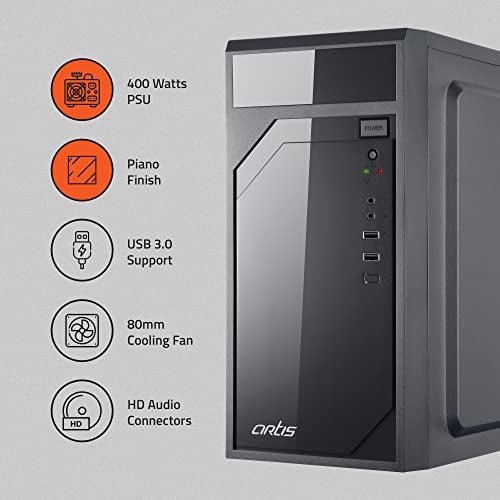 Artis 2620 3.0 C Computer Cabinet Support Micro ATX Motherboard, 1 x 80mm Fan with 400W Power Supply - Image 2