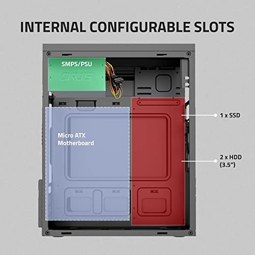 Artis 2620 3.0 C Computer Cabinet Support Micro ATX Motherboard, 1 x 80mm Fan with 400W Power Supply - Image 3