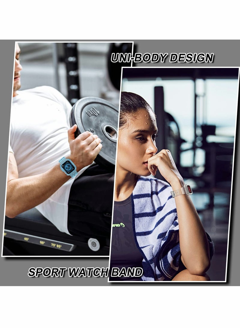 SYOSI Sports Band for Apple Watch Series 7, Transparent Clear Soft Silicone Crystal Strap with Case - Image 3