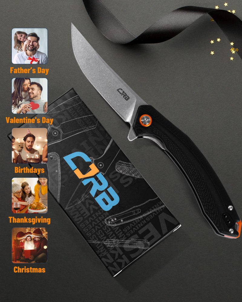 CJRB CUTLERY سكين CJRB القابلة للطي جوبى (J1906) فولاذ AR-RPM9 المسحوق مقبض G10 سكين جيب سكين EDC أسود - Image 5