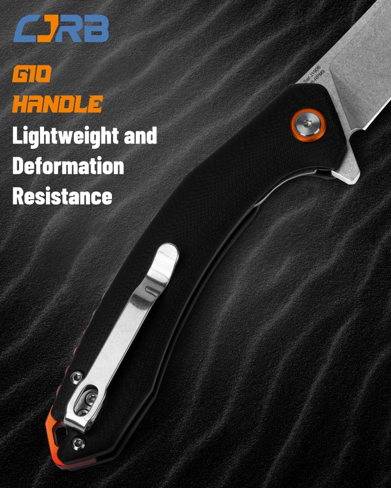 CJRB CUTLERY سكين CJRB القابلة للطي جوبى (J1906) فولاذ AR-RPM9 المسحوق مقبض G10 سكين جيب سكين EDC أسود - Image 3