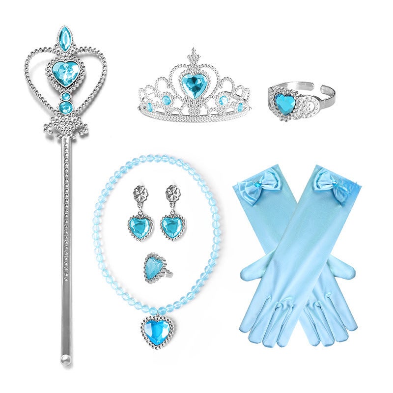 Generic Frozen Princess Heart Necklace Set F16 blue suit
