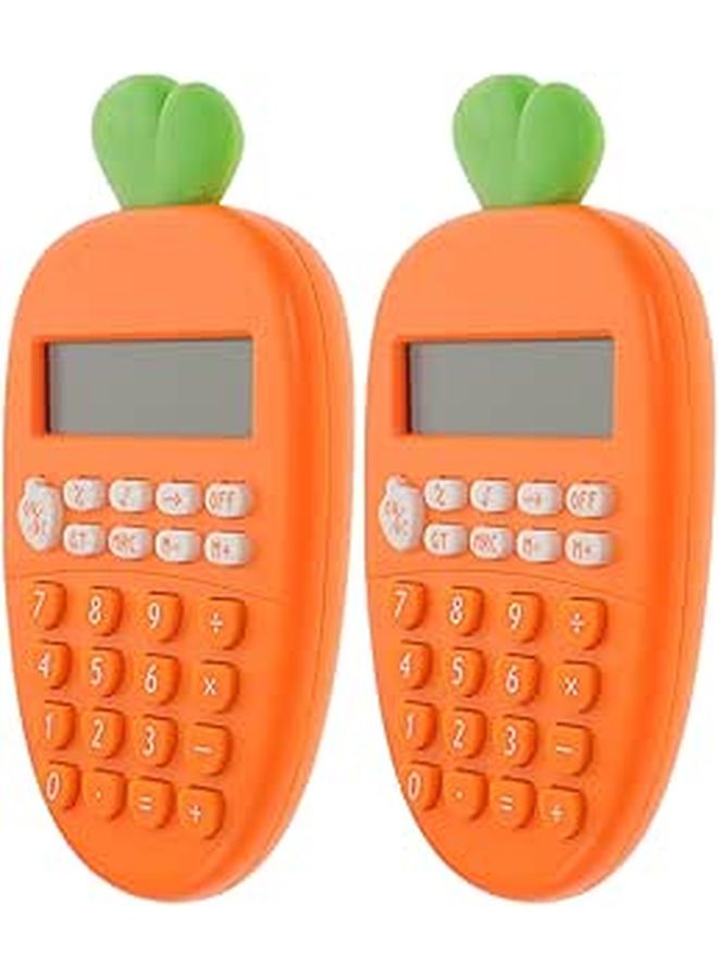 2pcs Portable Carrot Shaped 12 Digit Dual Power Plastic Calculator For School Office Students - Image 1