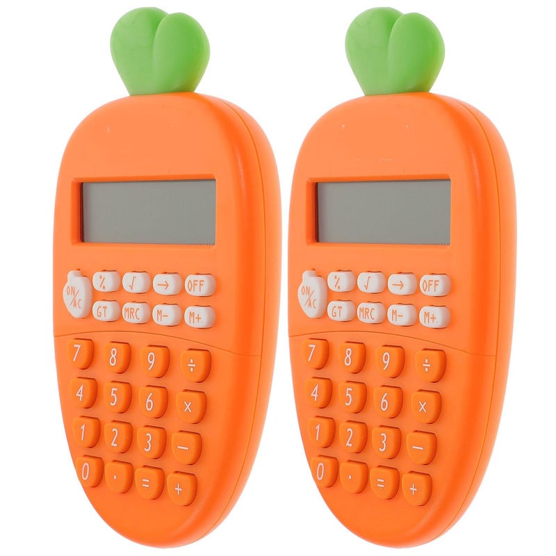 2pcs Portable Carrot Shaped 12 Digit Dual Power Plastic Calculator For School Office Students - Image 2