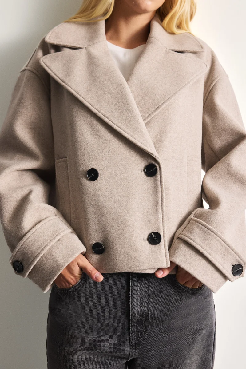 Defacto  Regular Fit Short Wool Blend Coat for Women | Best Price UAE