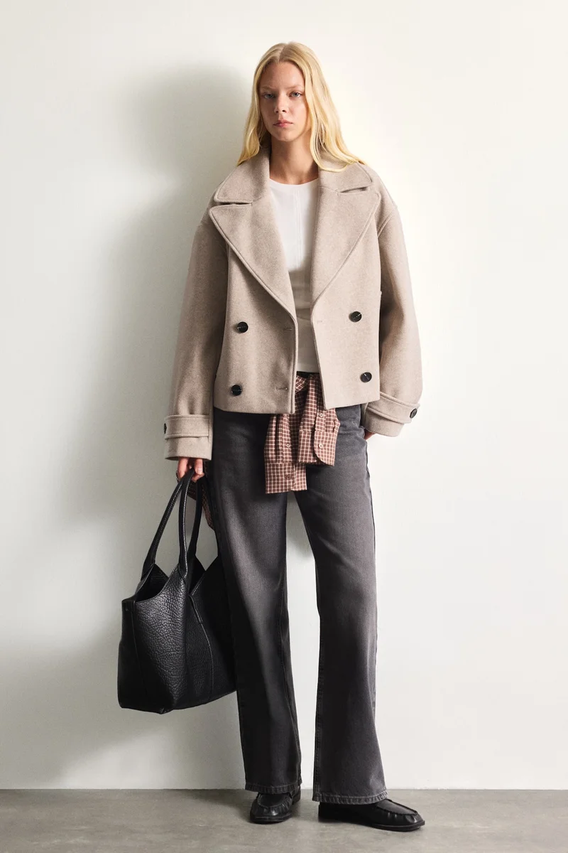 Defacto  Regular Fit Short Wool Blend Coat for Women | Best Price UAE