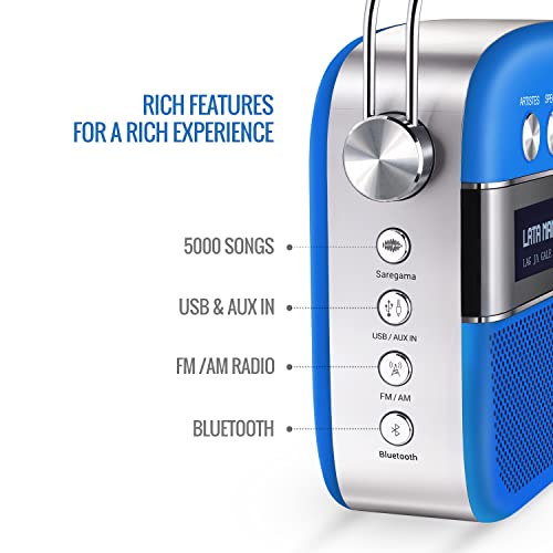 Carvaan Saregama Carvaan Premium Hindi - Portable Music Player with 5000 Preloaded Songs, FM/BT/AUX (Cobalt Blue) - Image 3