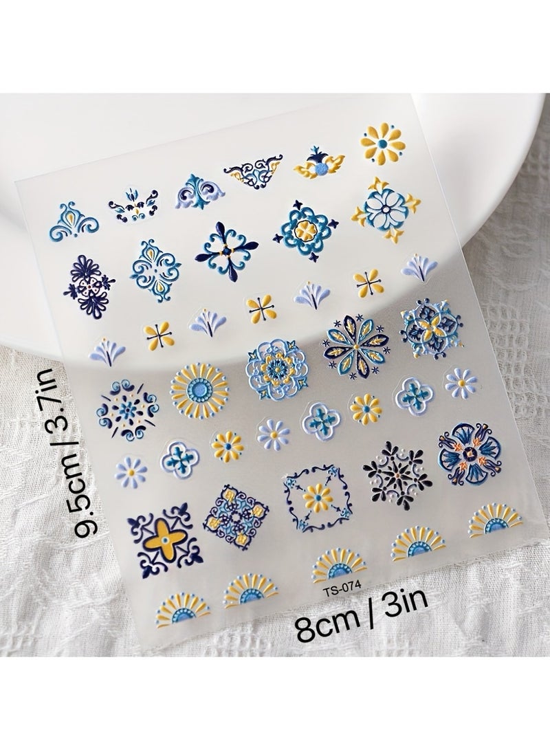 ملصقات أظافر بوهيمية منقوشة بتقنية ثلاثية الأبعاد - ملصقات ذاتية اللصق للنساء والرجال - أطراف أظافر منقوشة بالراتنج - تعويذات وزخارف لتجميل الأظافر وفن الأظافر - Image 2