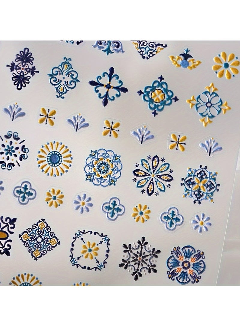 ملصقات أظافر بوهيمية منقوشة بتقنية ثلاثية الأبعاد - ملصقات ذاتية اللصق للنساء والرجال - أطراف أظافر منقوشة بالراتنج - تعويذات وزخارف لتجميل الأظافر وفن الأظافر - Image 5