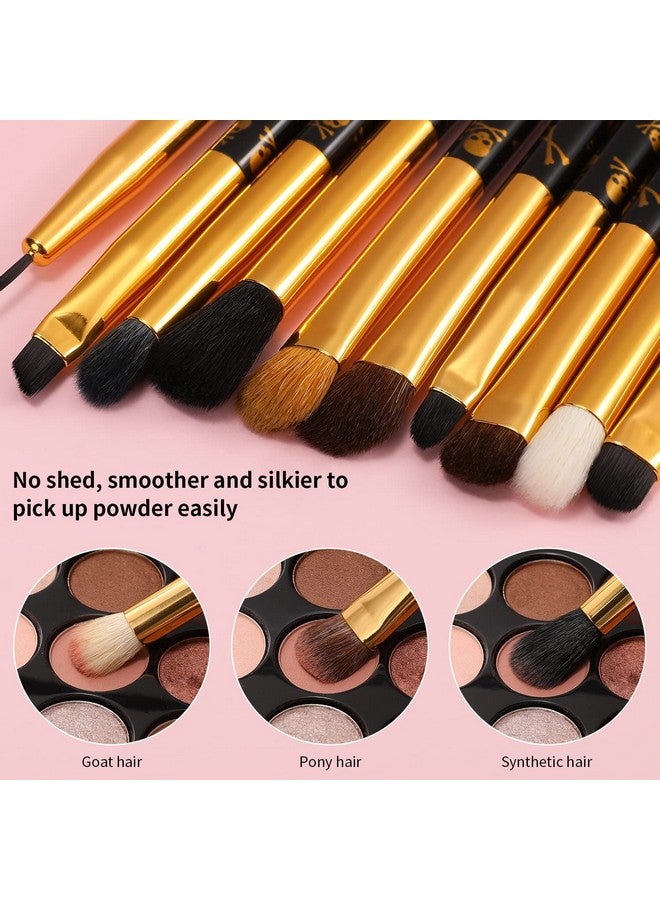 docolor Eye Makeup Brushes 10Pcs Skull Printed Eyeshadow Makeup Brush Set Blending Concealer Eyebrow Eye Liners Premium Synthetic Eyeshadow Crease Brow Brush - Image 2