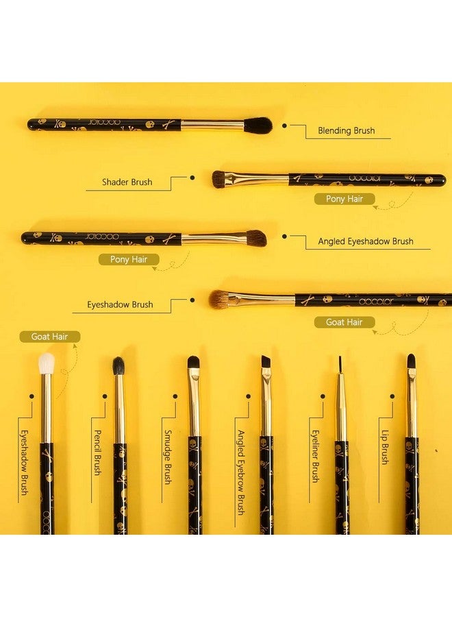 docolor Eye Makeup Brushes 10Pcs Skull Printed Eyeshadow Makeup Brush Set Blending Concealer Eyebrow Eye Liners Premium Synthetic Eyeshadow Crease Brow Brush - Image 4