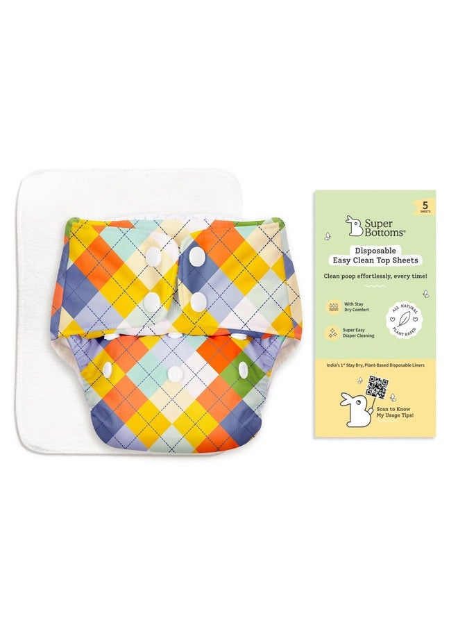 SuperBottoms BASIC Cloth Diaper with Quick Dry UltraThin Pad & 5 Disposable Easy Clean Top Sheets | Reusable & Washable | Adjustable Fit for Babies 3m-3y - Image 1