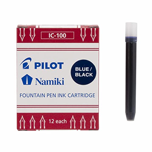 PILOT خراطيش حبر قلم الحبر PILOT Namiki IC100، أزرق/أسود، عبوة 12 (69102) - Image 1