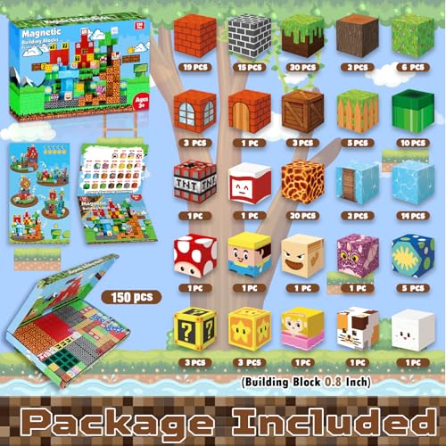 GraceDuck Magnetic Blocks 150 PCS Build Adventure Game Castle Magnetic Toys for Montessori Toddler Christmas Birthday Gifts STEM Sensory Toys for 3 4 5 6 7 8 9 10 Year Old Boys Girls - Image 5