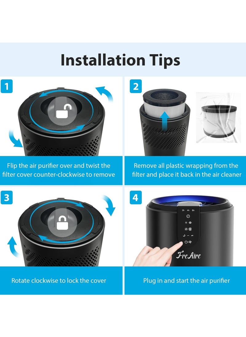 Air purifier, household air purifier, up to 538 square meters. Feet per hour, air purifier with 3-in-1 filter, removes pet smoke, dander smell, with sleep mode timer smell, suitable for bedrooms, kitchens and offices