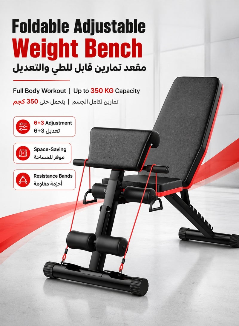WALALLA Folding and adjustable multi-use exercise and weight lifting bench, Workout Equipment for Full Body Workout, Bench Press Sit up Incline Flat Decline - Image 1