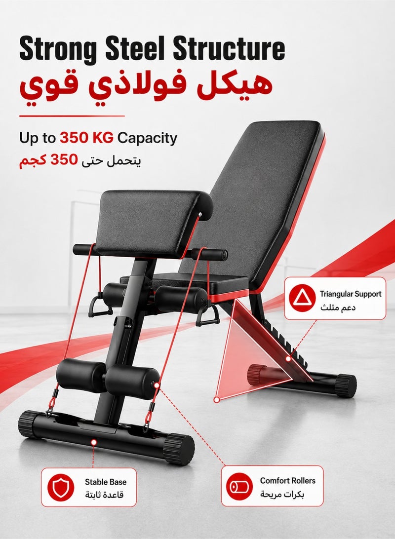 WALALLA Folding and adjustable multi-use exercise and weight lifting bench, Workout Equipment for Full Body Workout, Bench Press Sit up Incline Flat Decline - Image 5