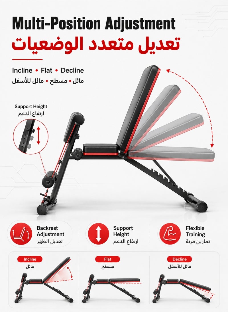 WALALLA Folding and adjustable multi-use exercise and weight lifting bench, Workout Equipment for Full Body Workout, Bench Press Sit up Incline Flat Decline - Image 3