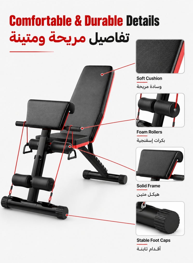 WALALLA Folding and adjustable multi-use exercise and weight lifting bench, Workout Equipment for Full Body Workout, Bench Press Sit up Incline Flat Decline - Image 4