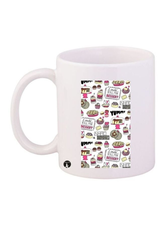 RYN Food Printed Coffee Mug White/Pink/Yellow