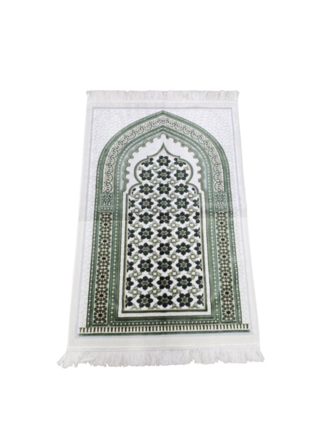 ريف سجادة صلاة إسلامية مخملية بطراز ميغان جودة ممتازة أخضر وأبيض 70 × 110 سم MEGANES103662GRN - Image 2