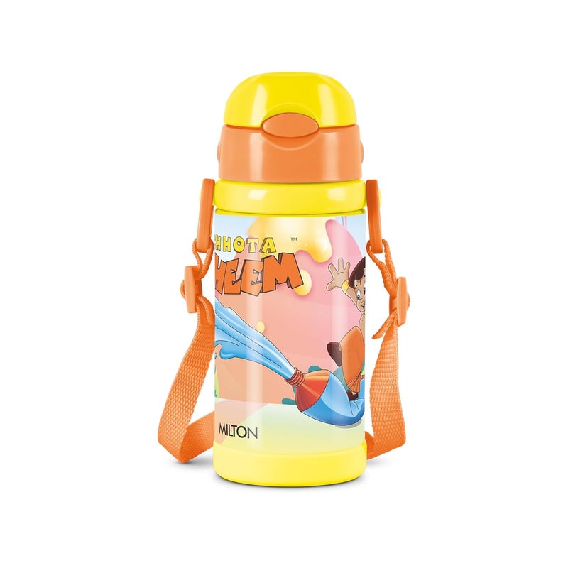 Milton Milton Charmy 350 Chota Bhim Thermosteel Kids Water Bottle, 330 ml, Yellow | Vacuum Insulated | Hot & Cold | Leak Proof | Rust Proof | School | Picnic - Image 1
