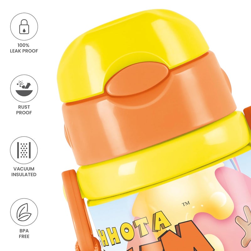 Milton Milton Charmy 350 Chota Bhim Thermosteel Kids Water Bottle, 330 ml, Yellow | Vacuum Insulated | Hot & Cold | Leak Proof | Rust Proof | School | Picnic - Image 2
