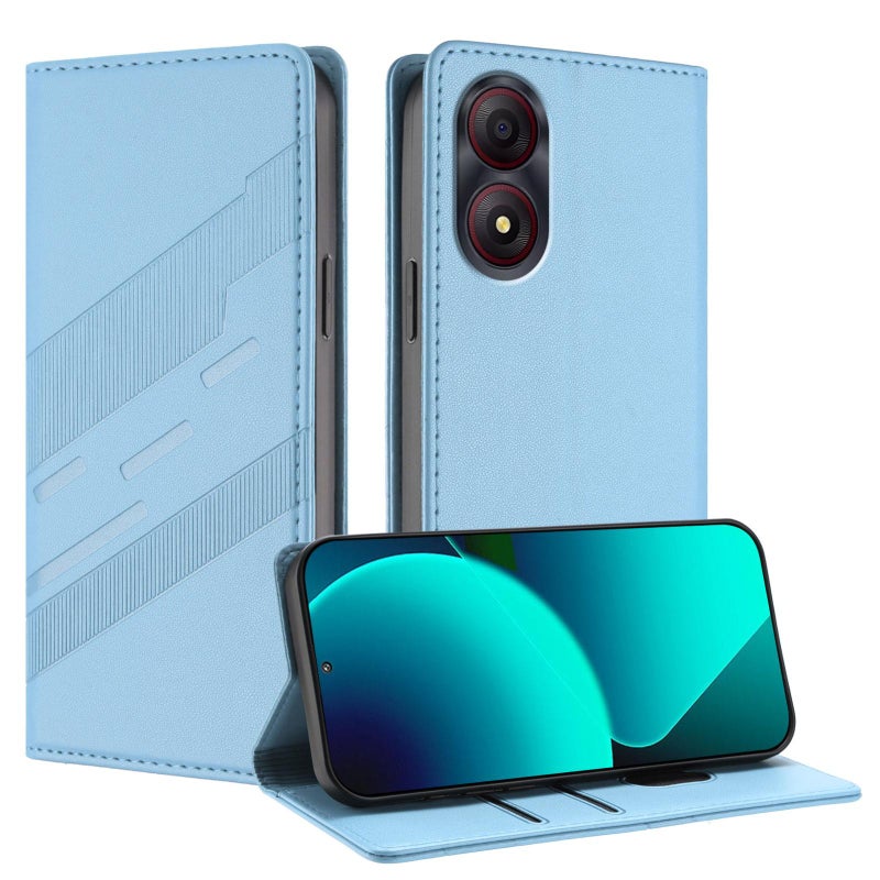 HuHa Case Cover For ZTE Blade A34 4G Embossed Multi-functional Wallet Retro Leather Phone Case(Light Blue) - Image 1