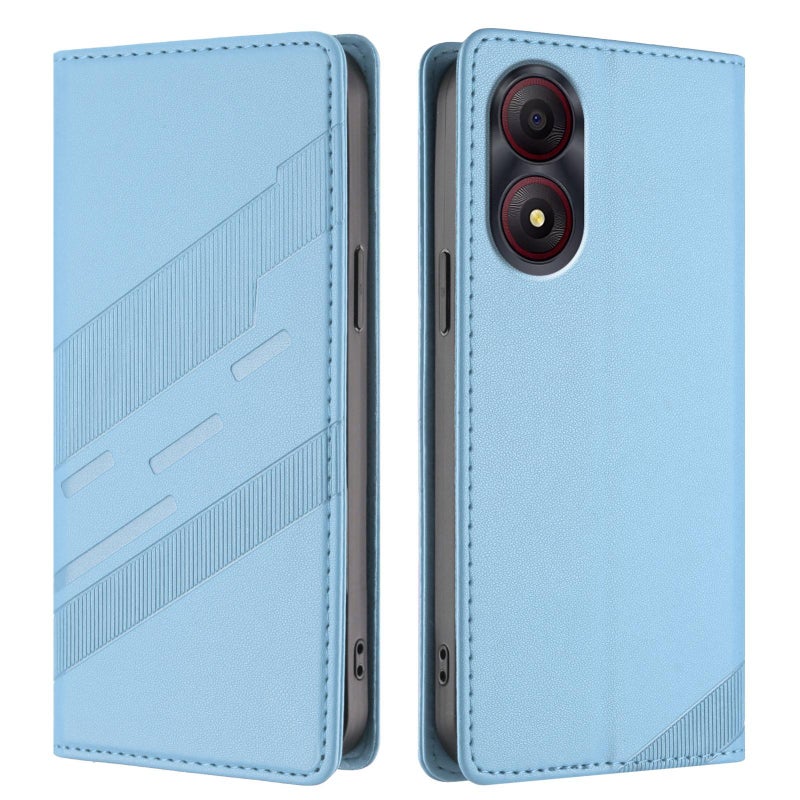 HuHa Case Cover For ZTE Blade A34 4G Embossed Multi-functional Wallet Retro Leather Phone Case(Light Blue) - Image 2