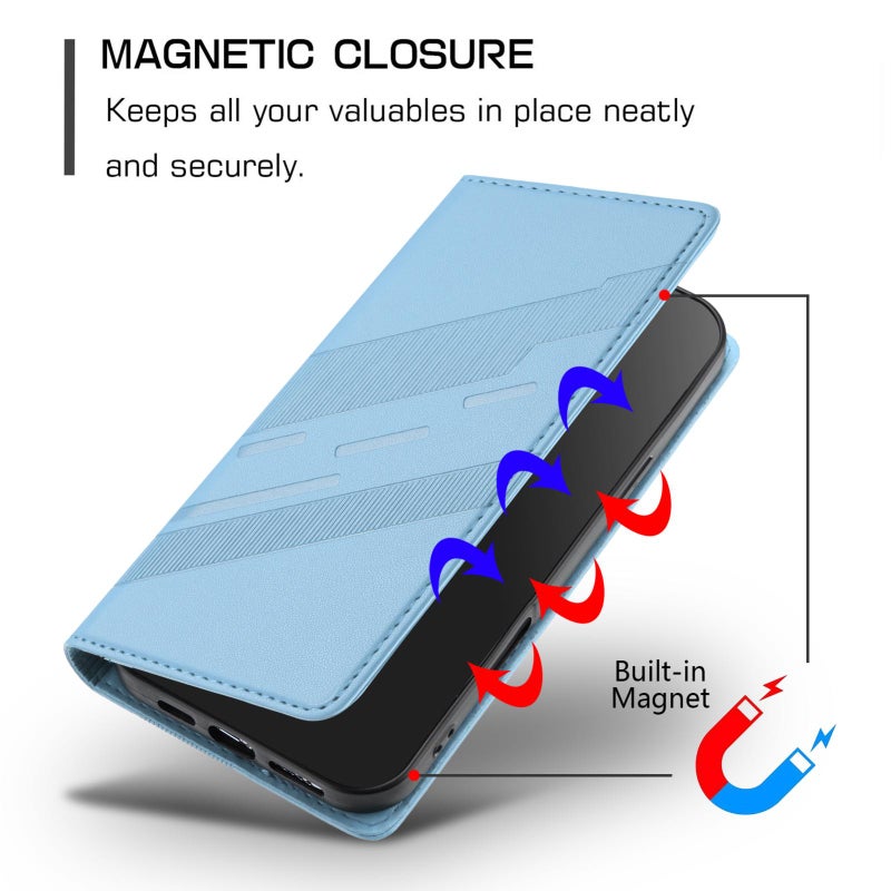 HuHa Case Cover For ZTE Blade A34 4G Embossed Multi-functional Wallet Retro Leather Phone Case(Light Blue) - Image 5