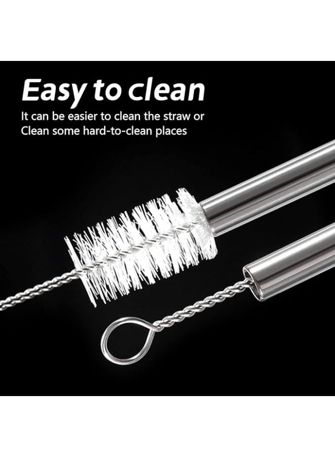Metal Straws Reusable Stainless Steel Drinking Straws Fit All Size Tumblers With 2 Cleaning Brushes (Stainless Steel Straw Straight*3 Curved*3+White Brush2) - Image 4