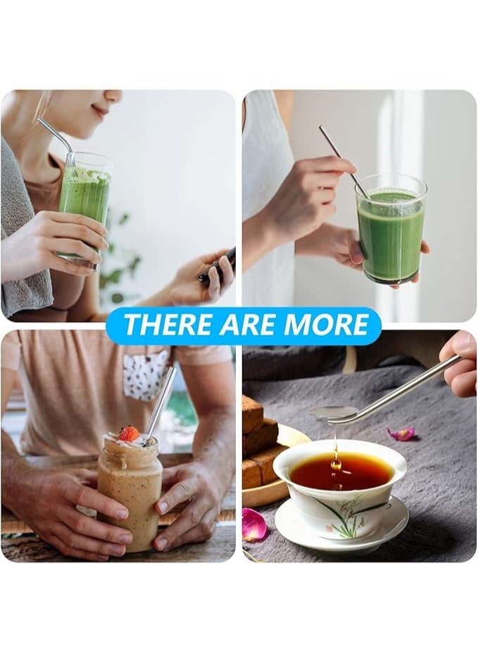 Metal Straws Reusable Stainless Steel Drinking Straws Fit All Size Tumblers With 2 Cleaning Brushes (Stainless Steel Straw Straight*3 Curved*3+White Brush2) - Image 5