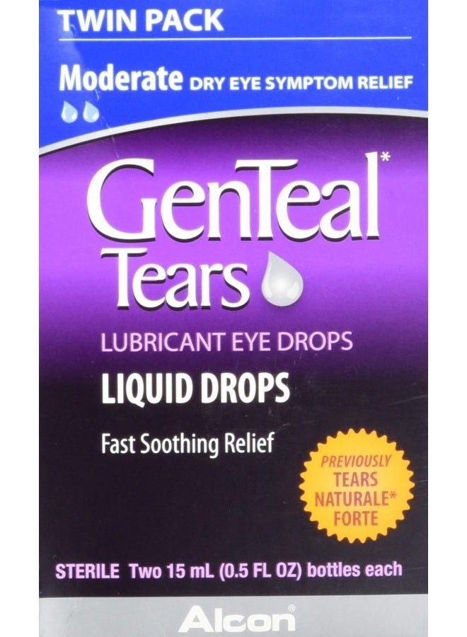 Genteal GenTeal Tears Lubricant Eye Drops, Moderate Liquid Drops, Twin Pack ,0.5 Fl Oz (Pack of 2) Package May Vary 