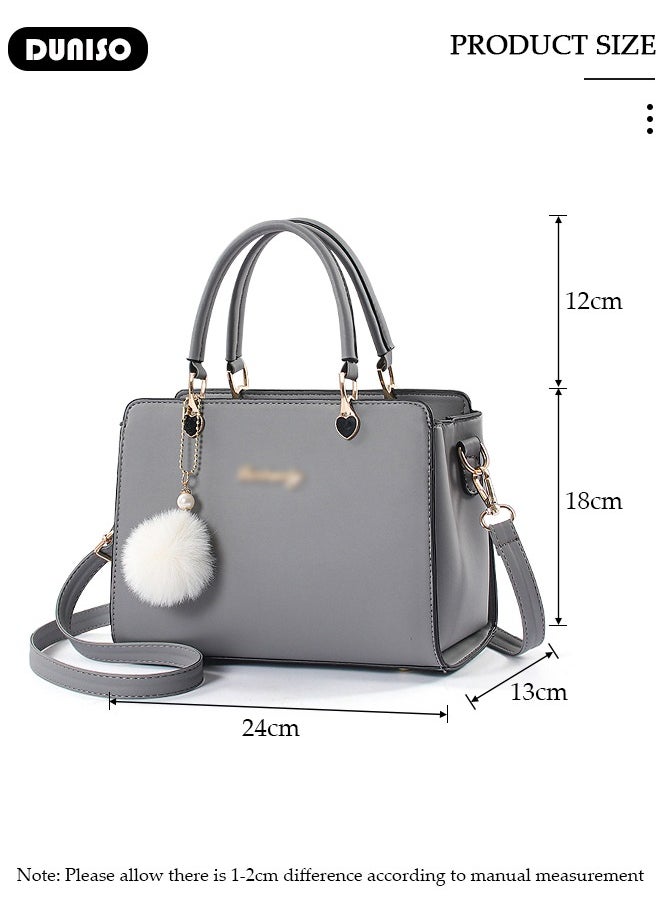 DUNISO - Women's Fashion Handbag Faux Leather Crossbody Bag For Women Large Capacity Bow Trim Tote Bags Top Handle Satchel Fashionable Travel Shoulder Bag For Ladies - Image 1