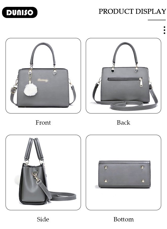 DUNISO - Women's Fashion Handbag Faux Leather Crossbody Bag For Women Large Capacity Bow Trim Tote Bags Top Handle Satchel Fashionable Travel Shoulder Bag For Ladies - Image 1