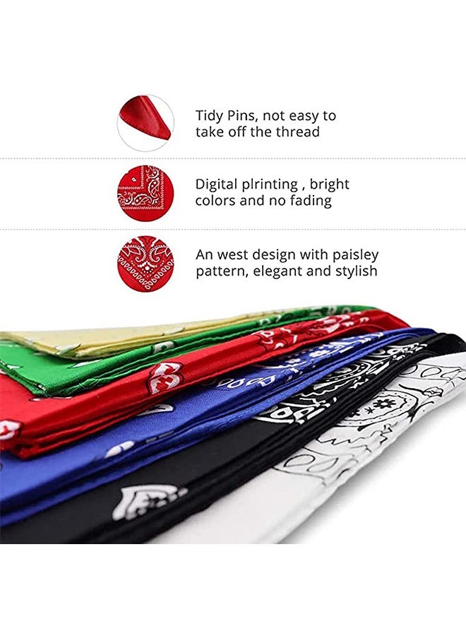Peachjoy Men Women Polyester Bandanas, 6 Pack, Square Paisley Handkerchief Headband Scarf - Image 5